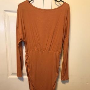 brown sinched dress from shein